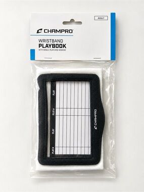 Champro Black Wristband Playbook - Coaches Play Card Holder